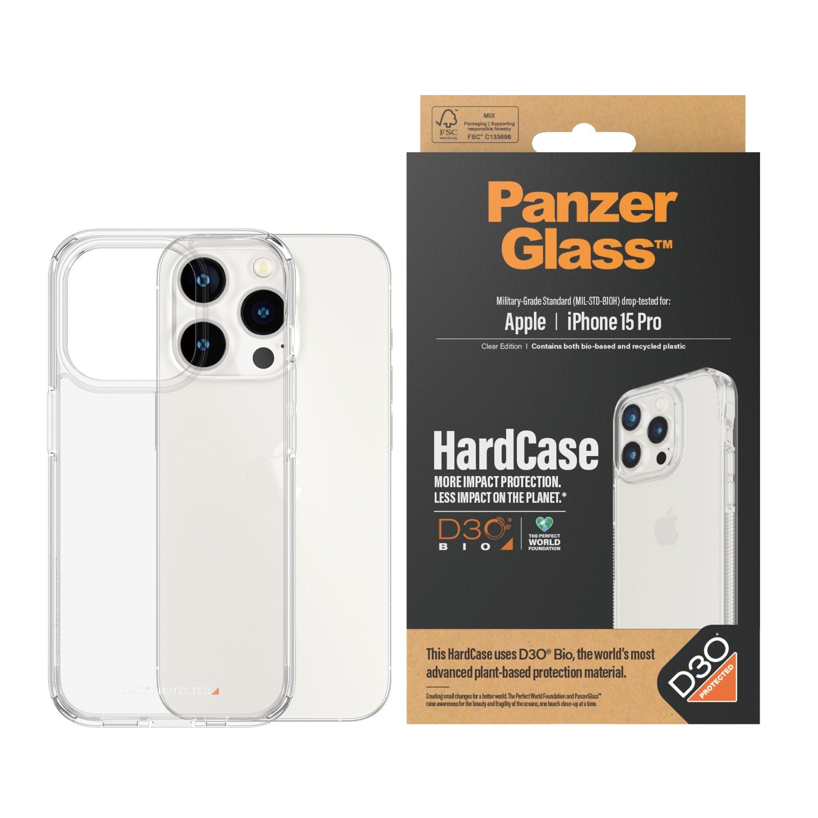 PanzerGlass® HardCase Transparent w. D3O® iPhone 15 Pro